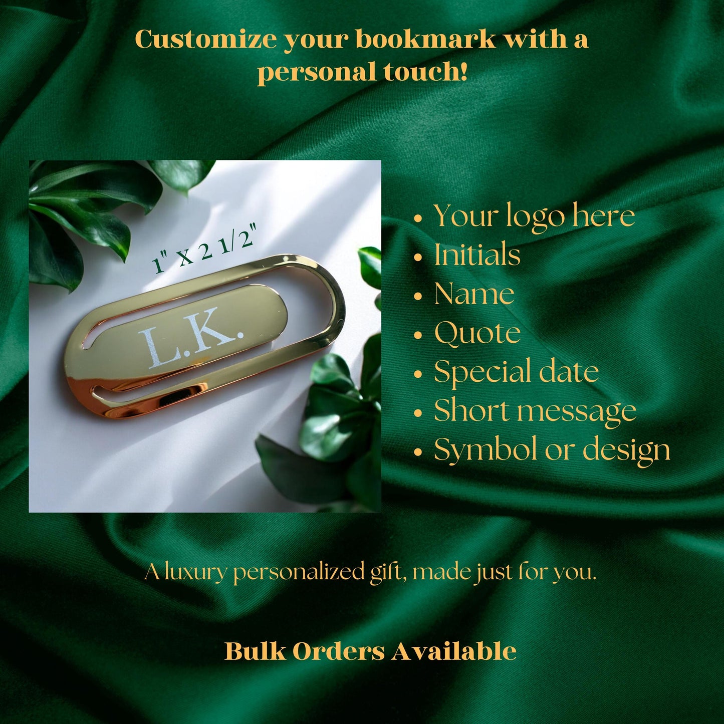 Personalized Gold Bookmark: Engraved Metal, Custom Corporate Gift