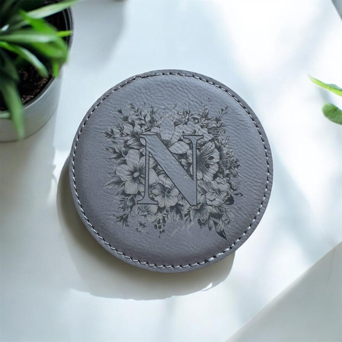 Leatherette Coasters with Holder - 6 Pack