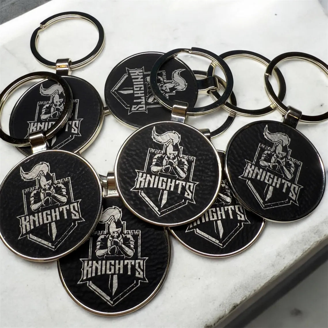 Custom Engraved Keychain Leather & Metal