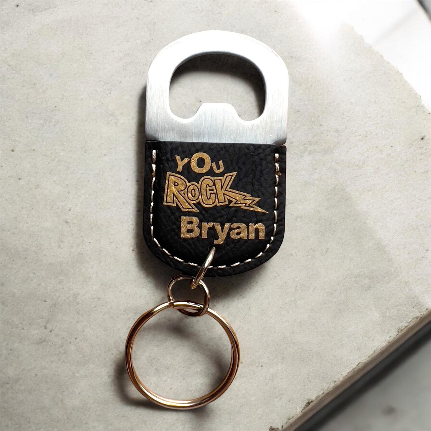 Personalized Leatherette Bottle Opener Keychain, Groomsmen Gift