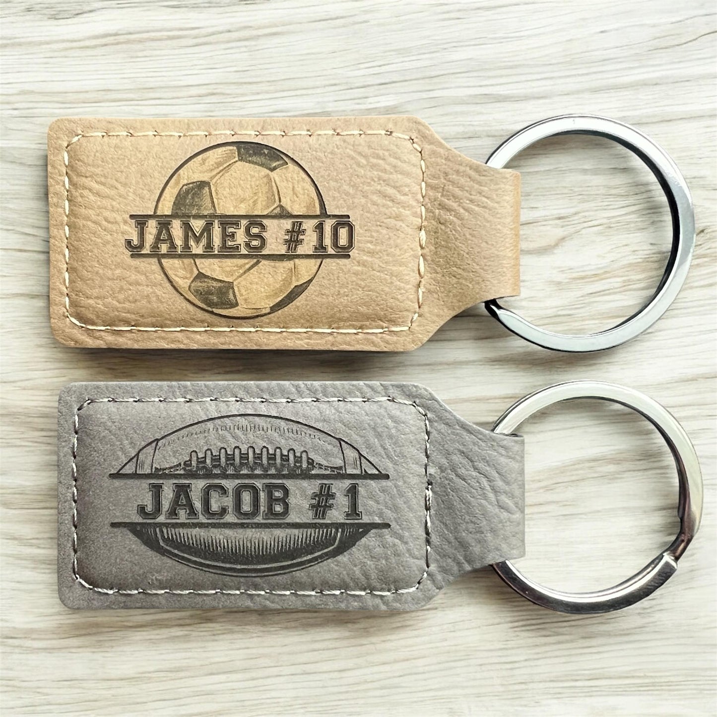 Personalized Vegan Leather Keychain: Custom Engraved Gift