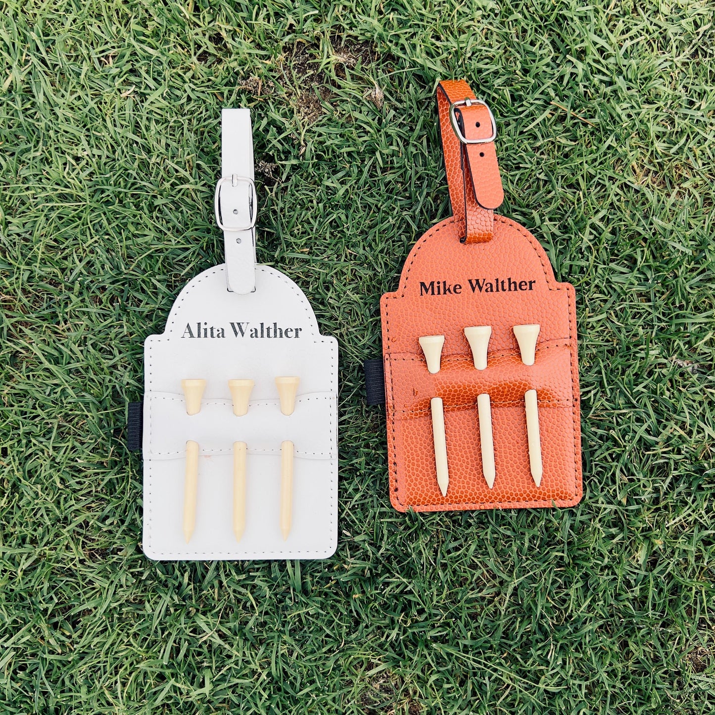 Personalized Golf Tag, Leather Golf Bag Tag with Tees,Engraved Golf Tee Holder,Custom Golf Accessories,Gifts for Grandpa, Dad Birthday Gift