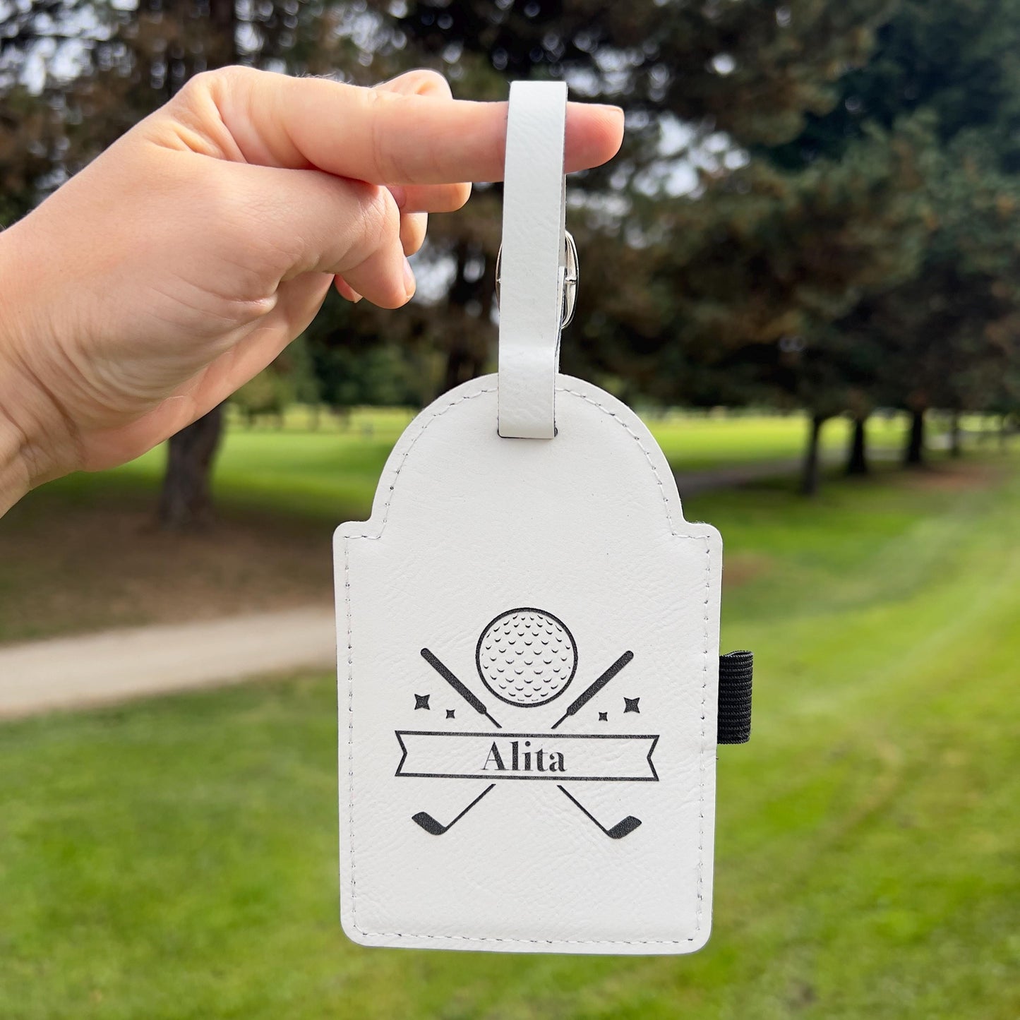 Personalized Golf Tag, Leather Golf Bag Tag with Tees,Engraved Golf Tee Holder,Custom Golf Accessories,Gifts for Grandpa, Dad Birthday Gift