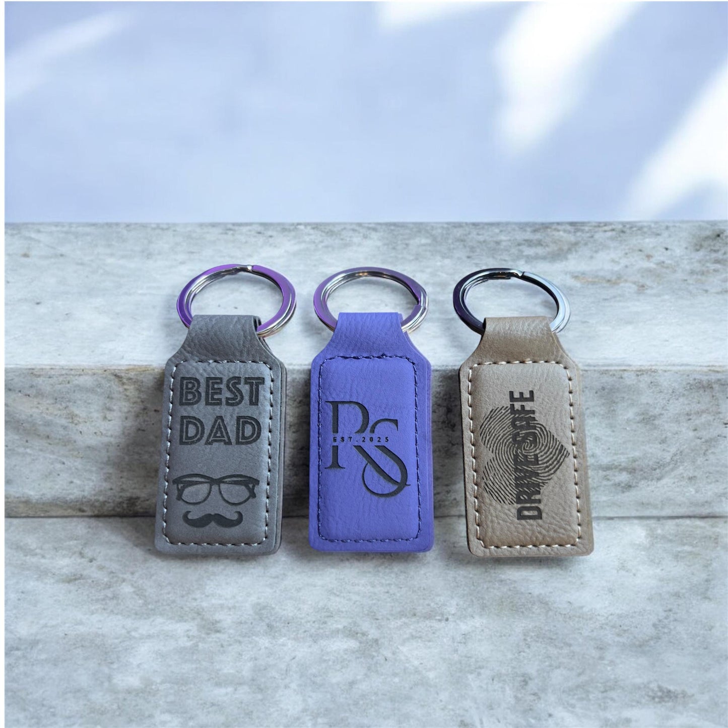 Personalized Vegan Leather Keychain: Custom Engraved Gift