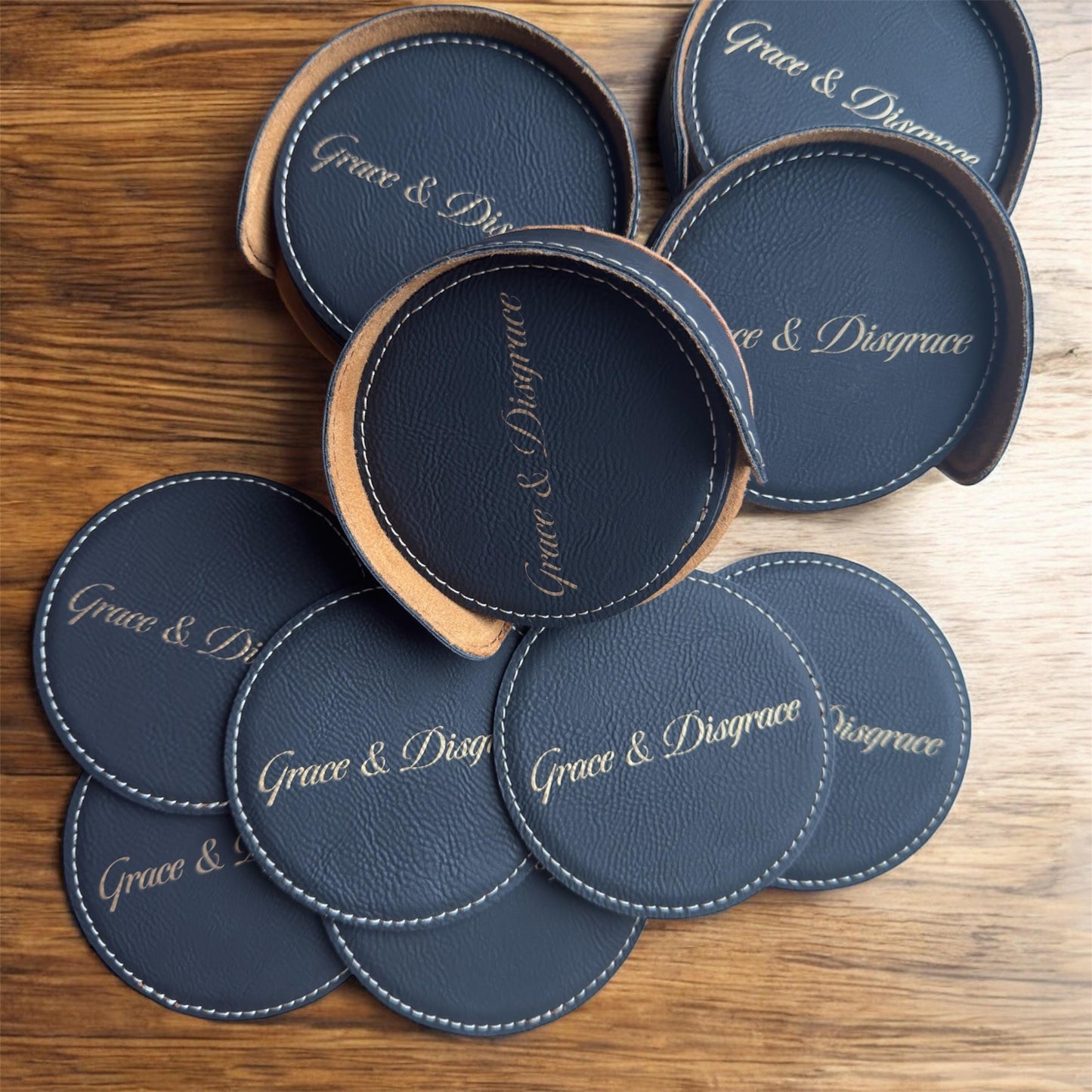 Custom Logo Leather Coaster Set with Holder: Corporate Gifts