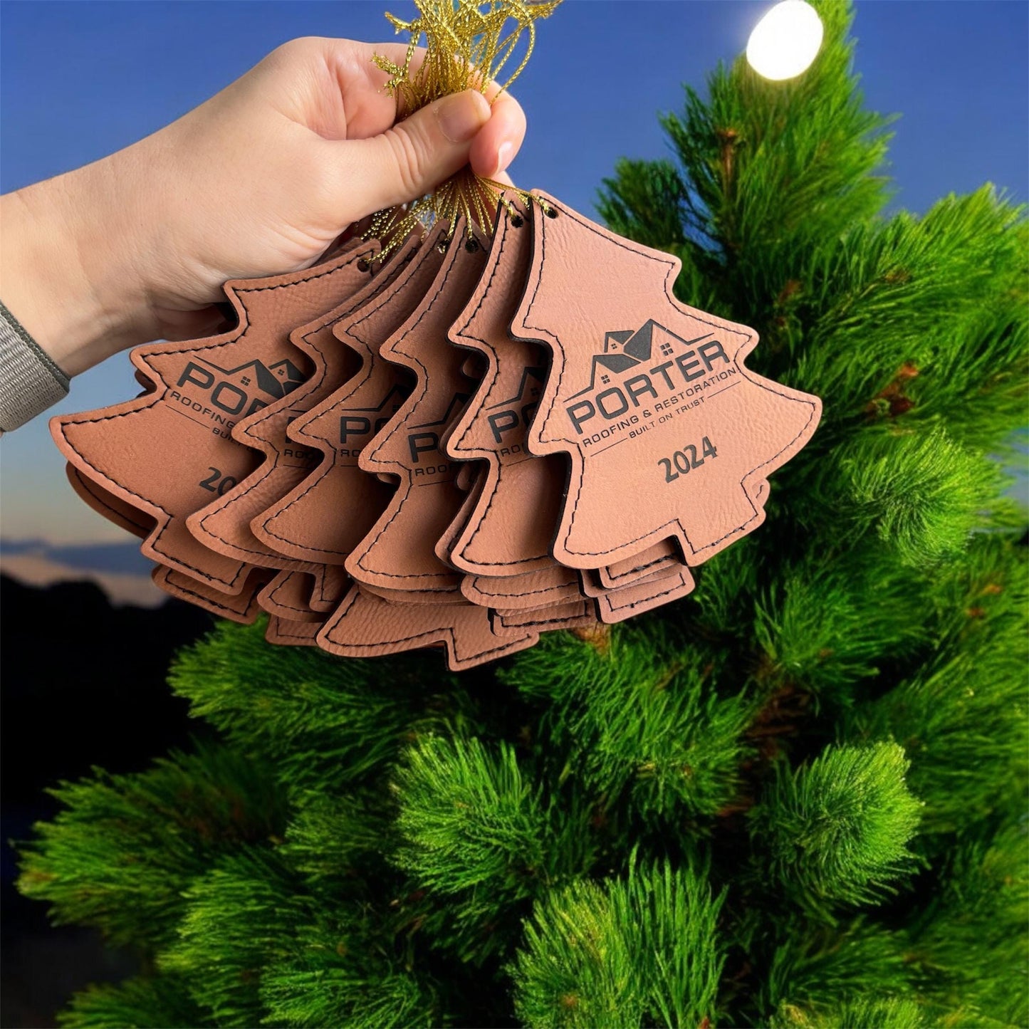 Custom Christmas Tree Ornament, Leather Bulk Wholesale Logo Client Gifting, Corporate Holiday Stocking Stuffers, Personalized Decor