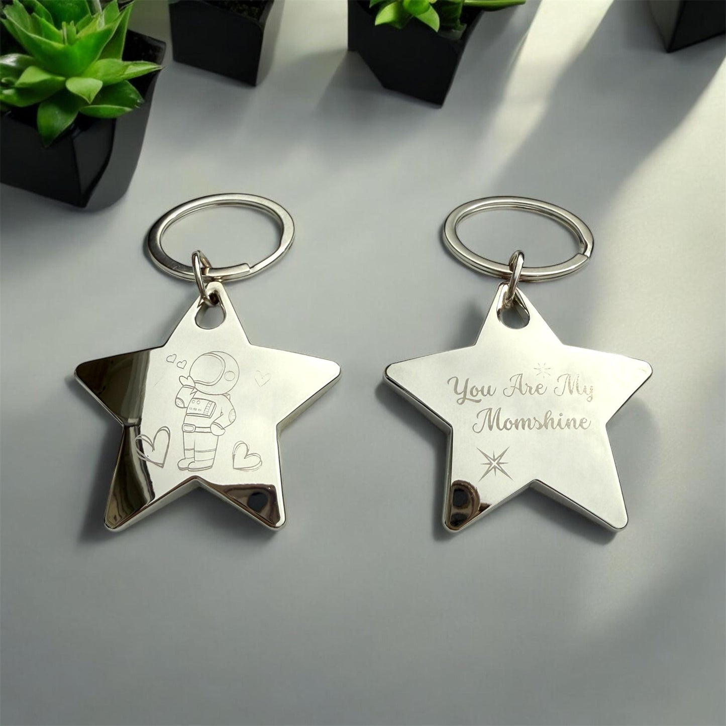 Personalized Keychain Stainless Steel Silver - Customizable Engraved Key Holder