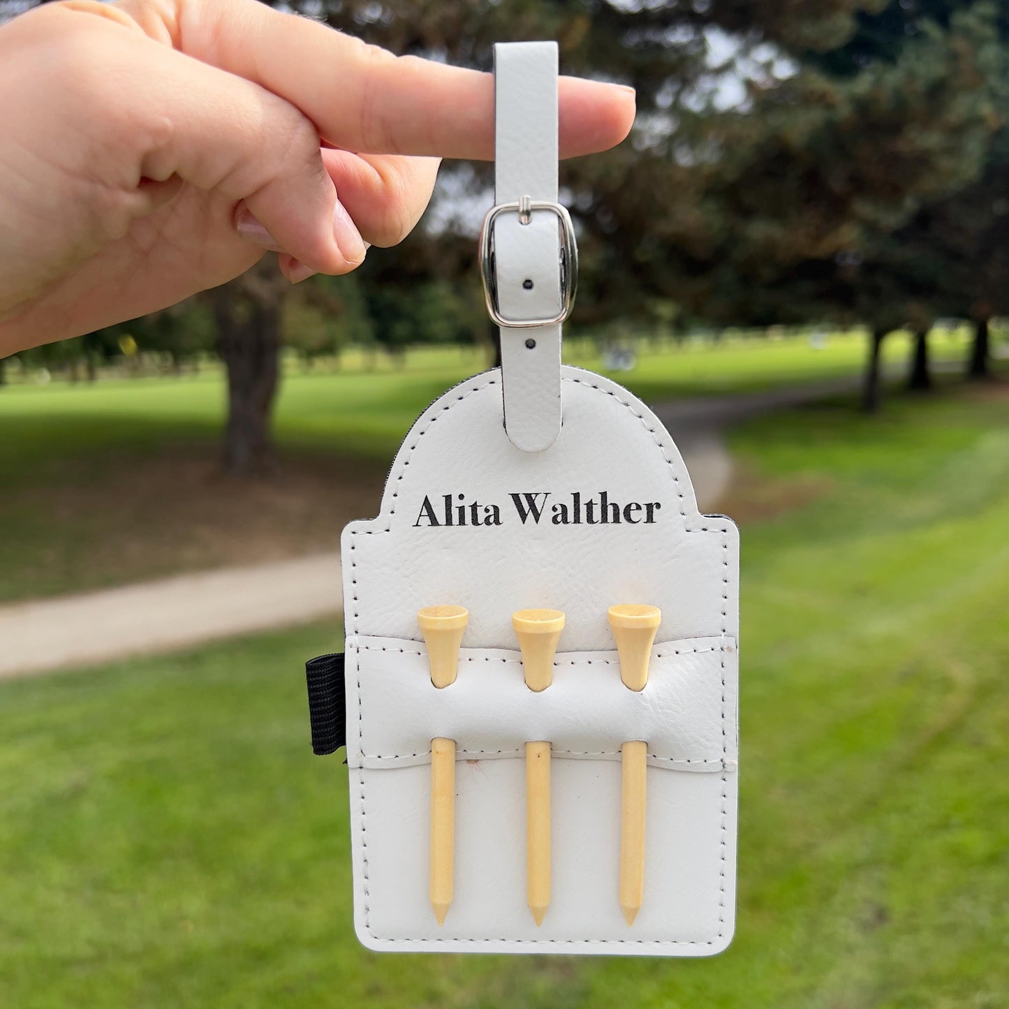 Personalized Golf Tag, Leather Golf Bag Tag with Tees,Engraved Golf Tee Holder,Custom Golf Accessories,Gifts for Grandpa, Dad Birthday Gift