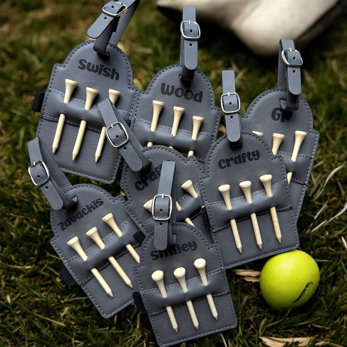 Personalized Golf Tag, Leather Golf Bag Tag with Tees,Engraved Golf Tee Holder,Custom Golf Accessories,Gifts for Grandpa, Dad Birthday Gift