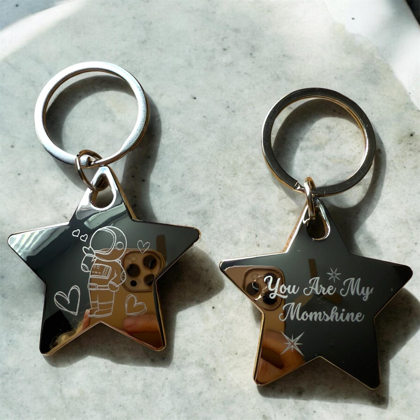 Personalized Keychain Stainless Steel Silver - Customizable Engraved Key Holder