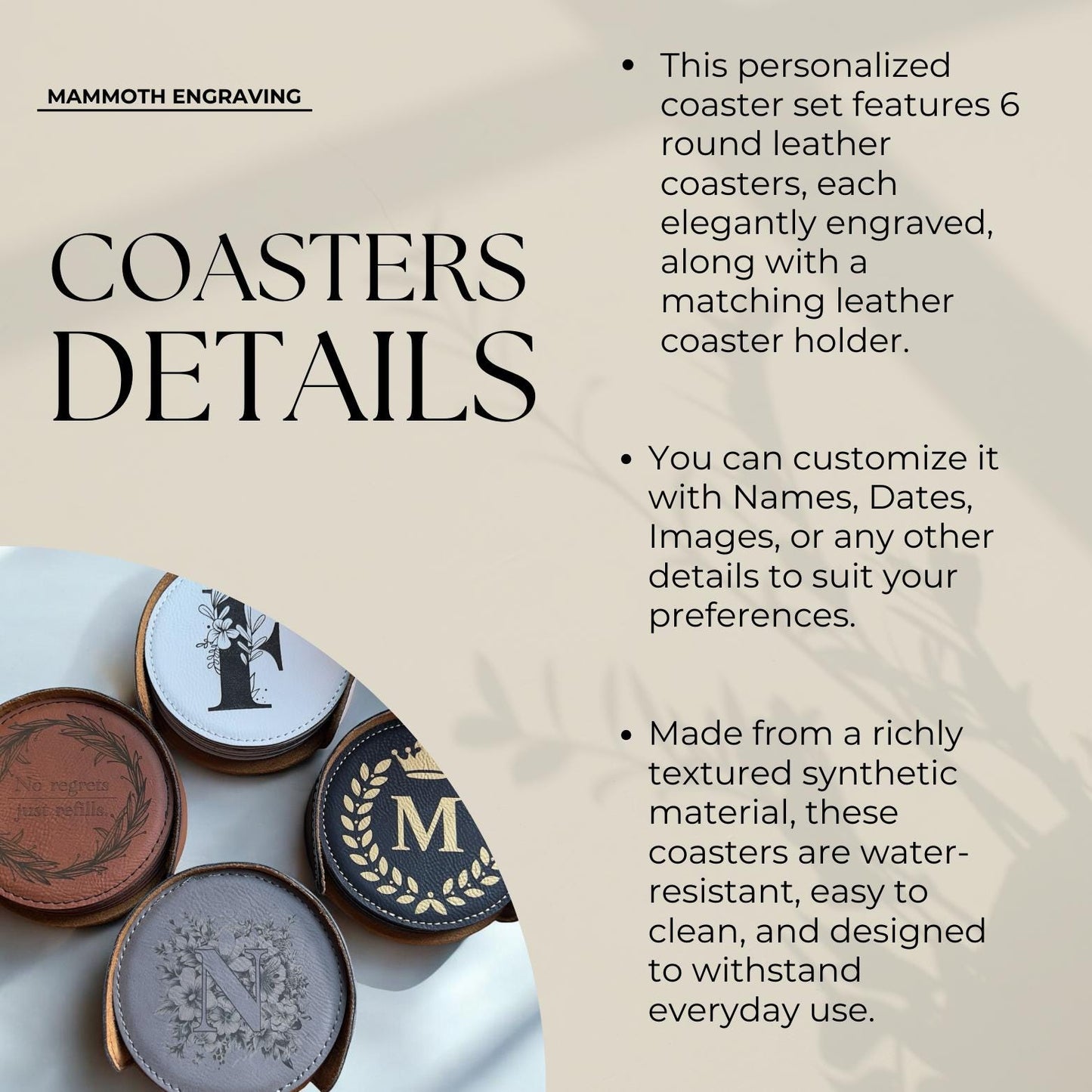 Custom Logo Leather Coaster Set with Holder: Corporate Gifts