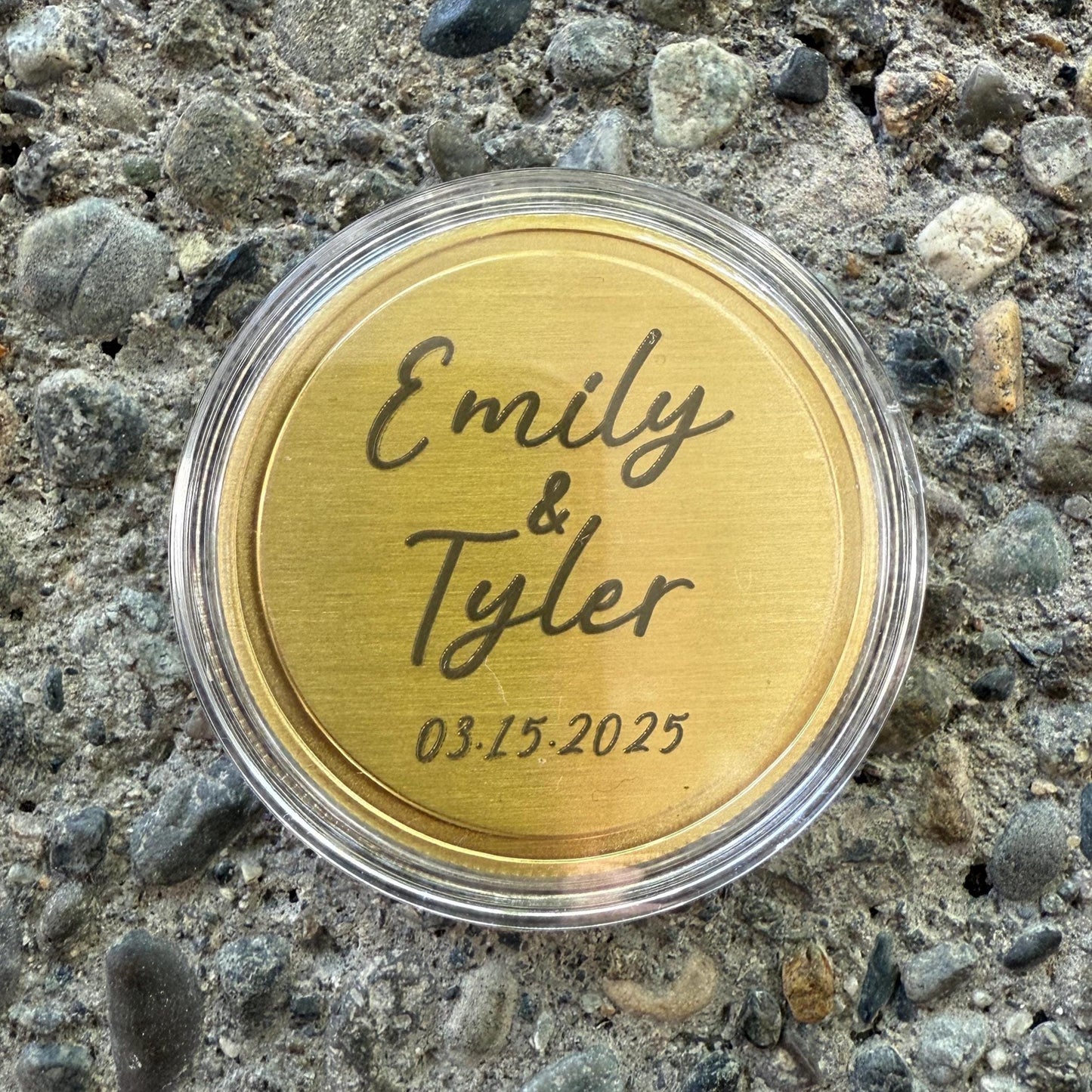Custom Engraved Brass Memorial Coin, Personalized Photo Token