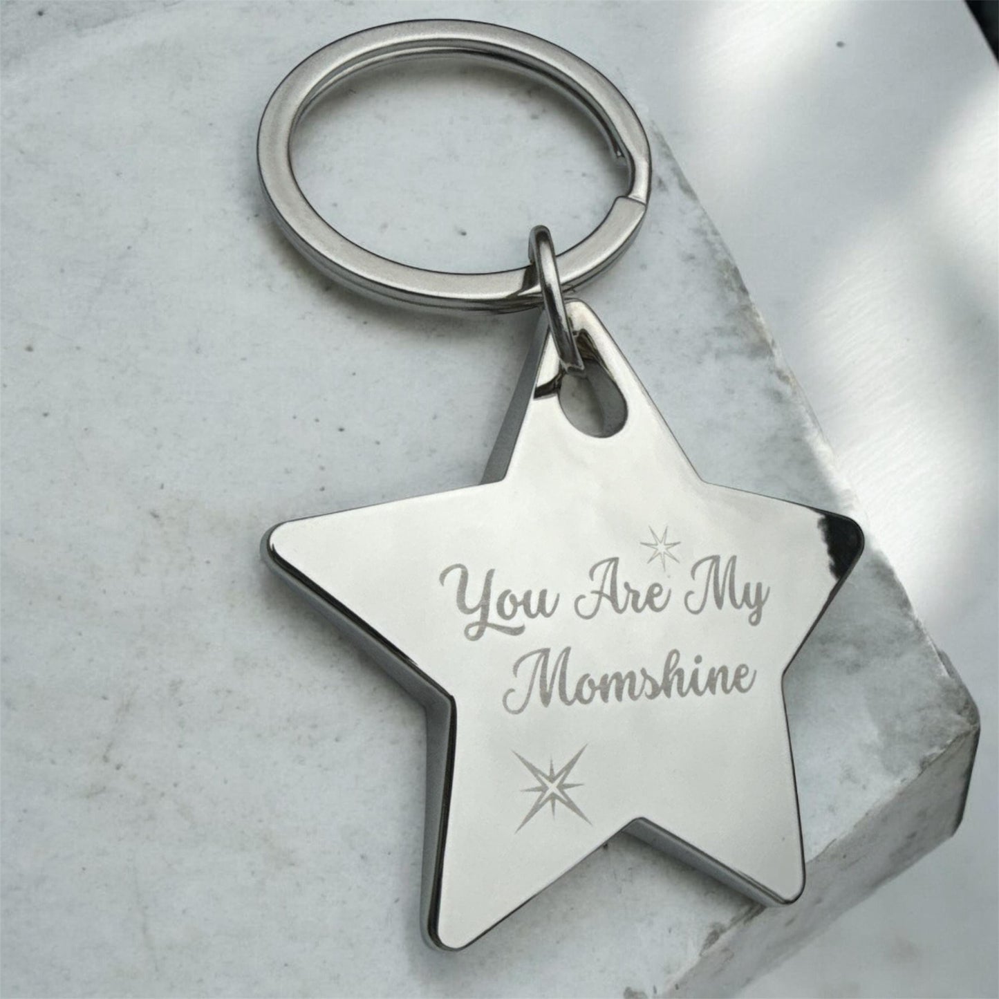 Personalized Keychain Stainless Steel Silver - Customizable Engraved Key Holder