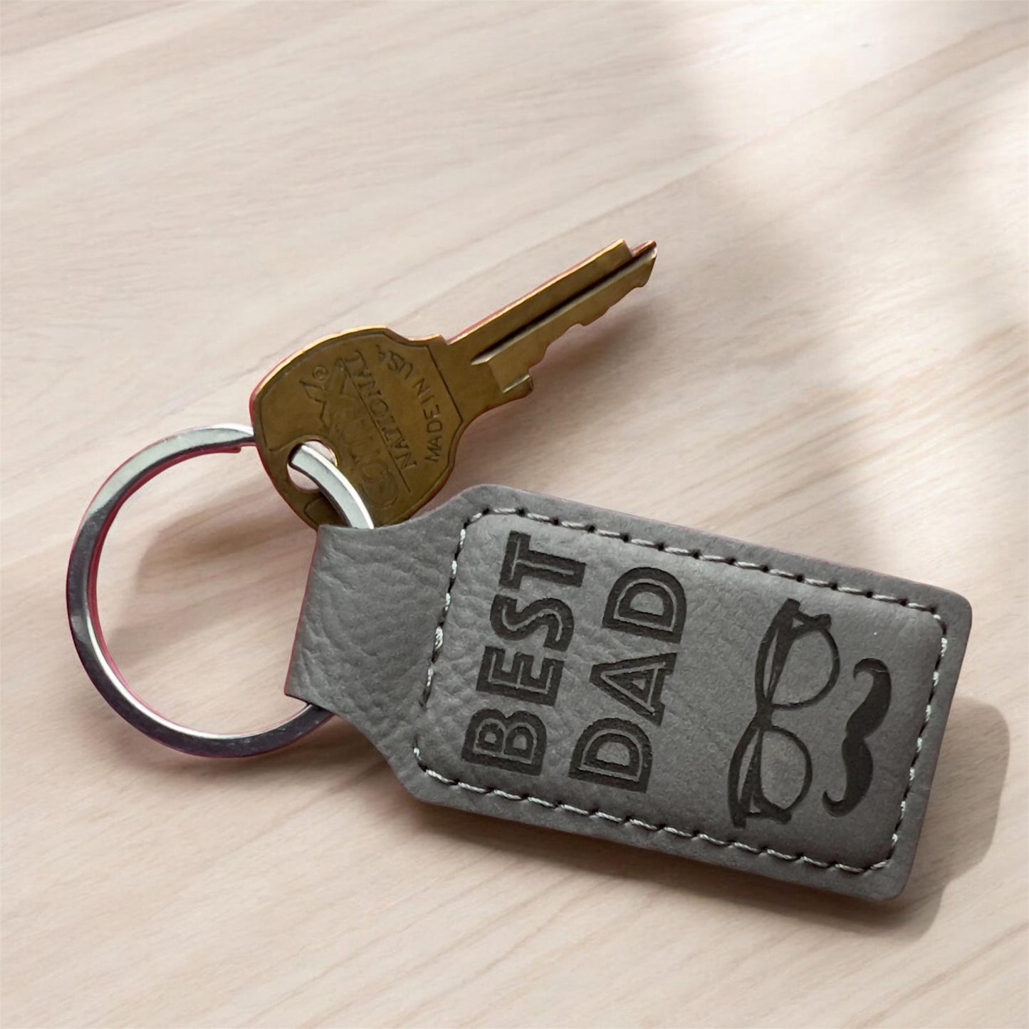 Personalized Vegan Leather Keychain: Custom Engraved Gift