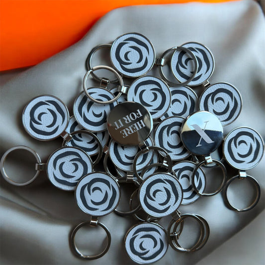 Round Keychain with Custom Name or Logo - Custom Logo Keychain - Personalized Leather and Metal Keychain