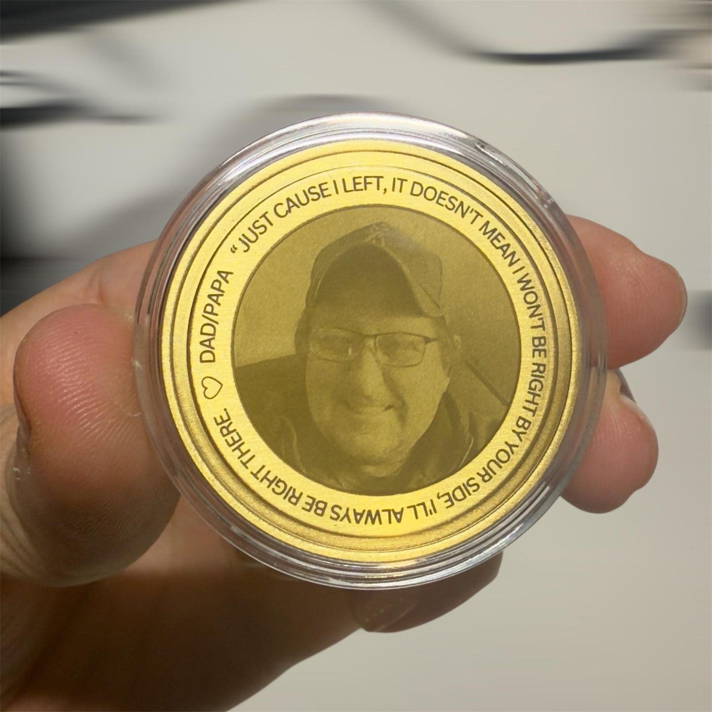 Custom Engraved Brass Memorial Coin, Personalized Photo Token