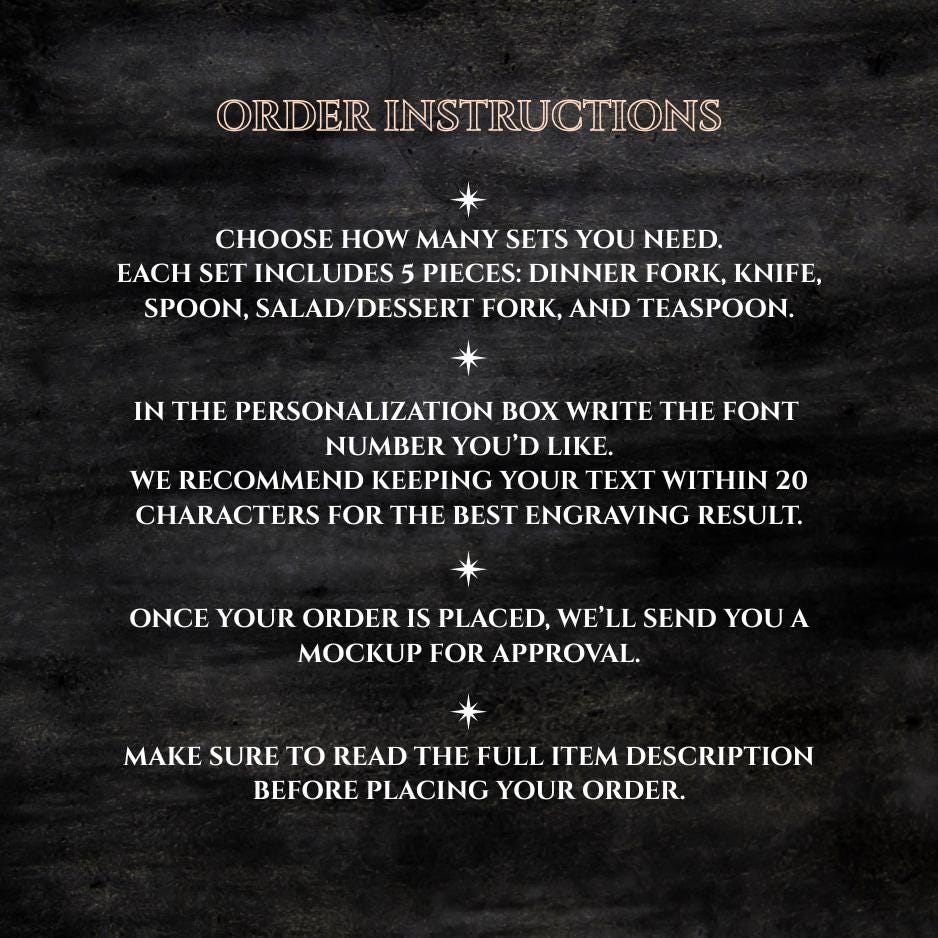 Personalized Dining UTENSIL FLATWARE set Fork Spoon Knife MODERN Custom Engraved Bridesmaid Housewarming Wedding