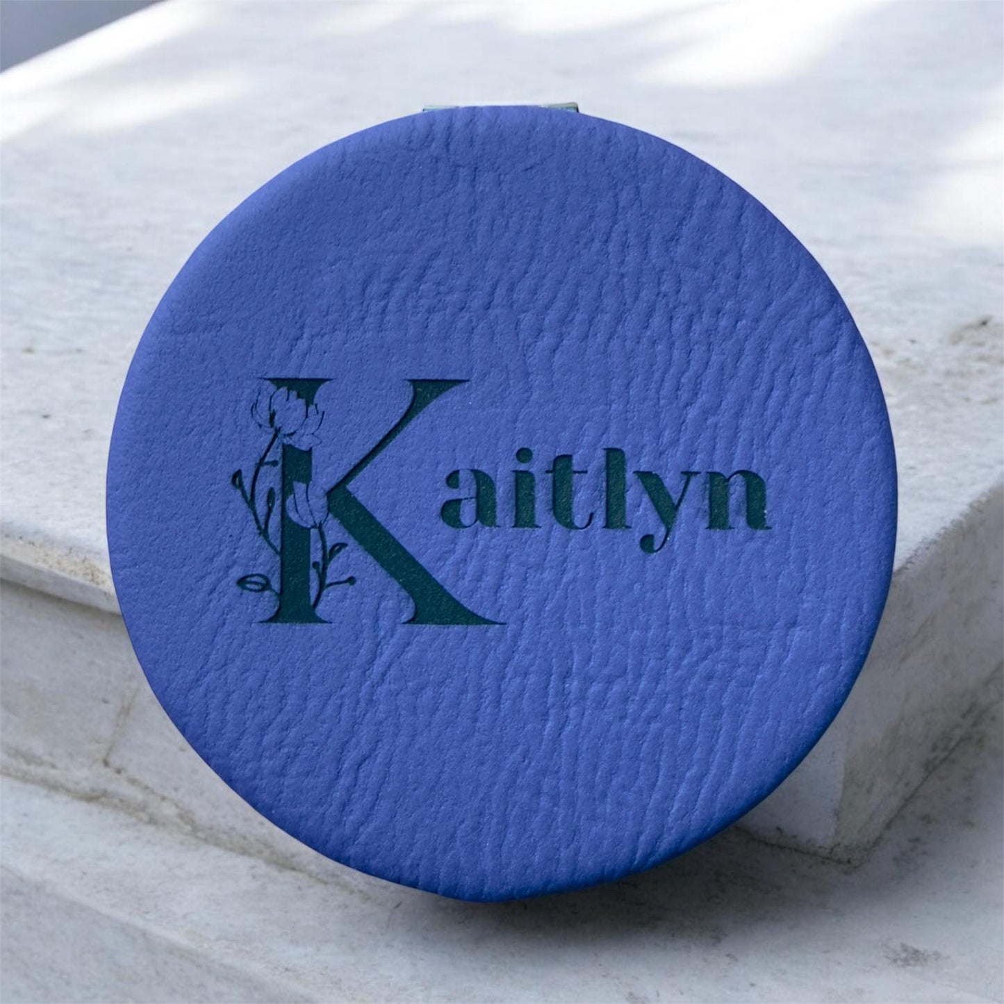 Personalized Leatherette Compact Mirror, Engraved Makeup Mirror, Bridesmaid Gift