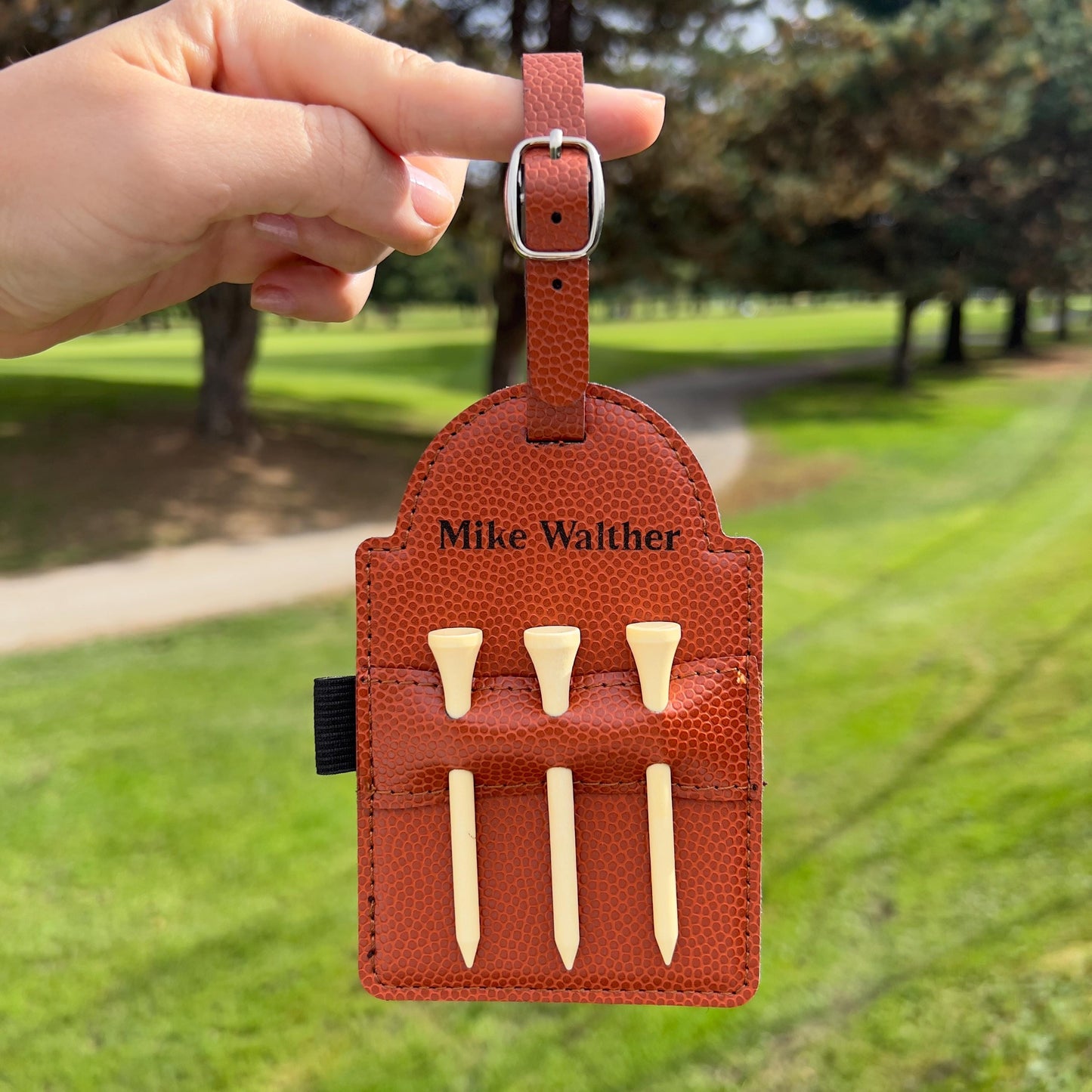 Personalized Golf Tag, Leather Golf Bag Tag with Tees,Engraved Golf Tee Holder,Custom Golf Accessories,Gifts for Grandpa, Dad Birthday Gift