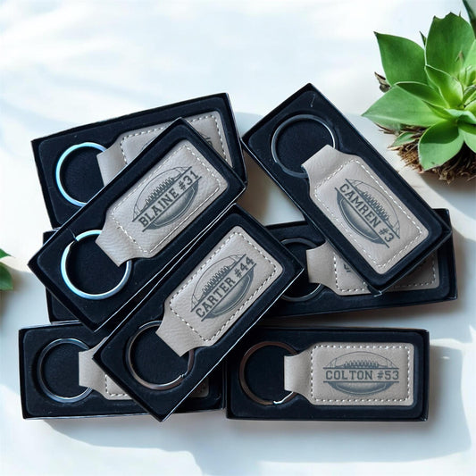 Personalized Vegan Leather Keychain: Custom Engraved Gift