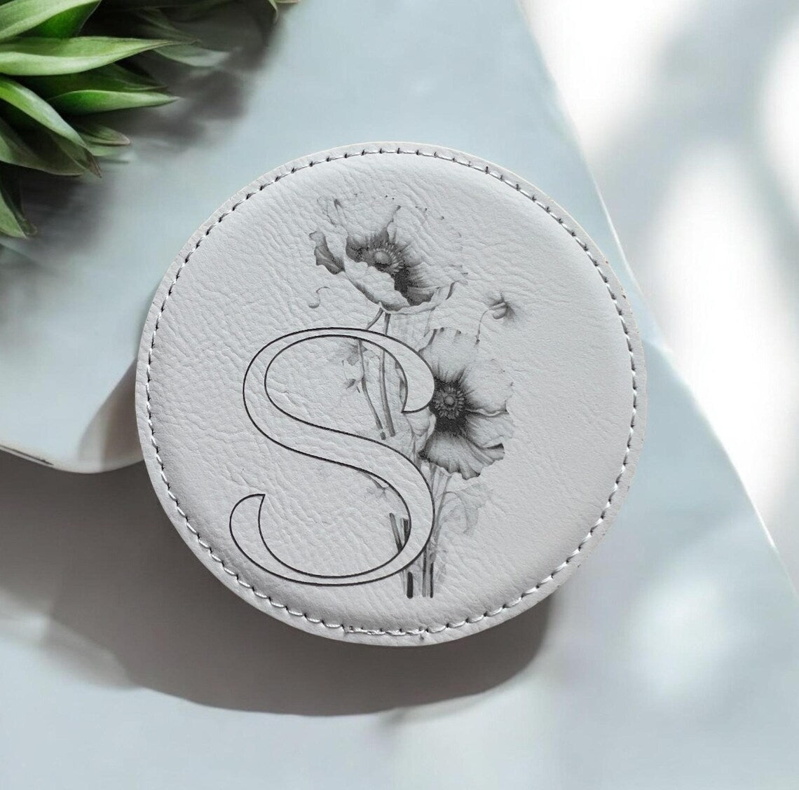 Leatherette Coasters with Holder - 6 Pack