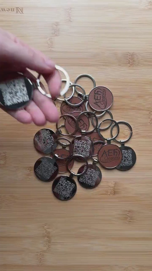 Custom Engraved Keychain Leather & Metal