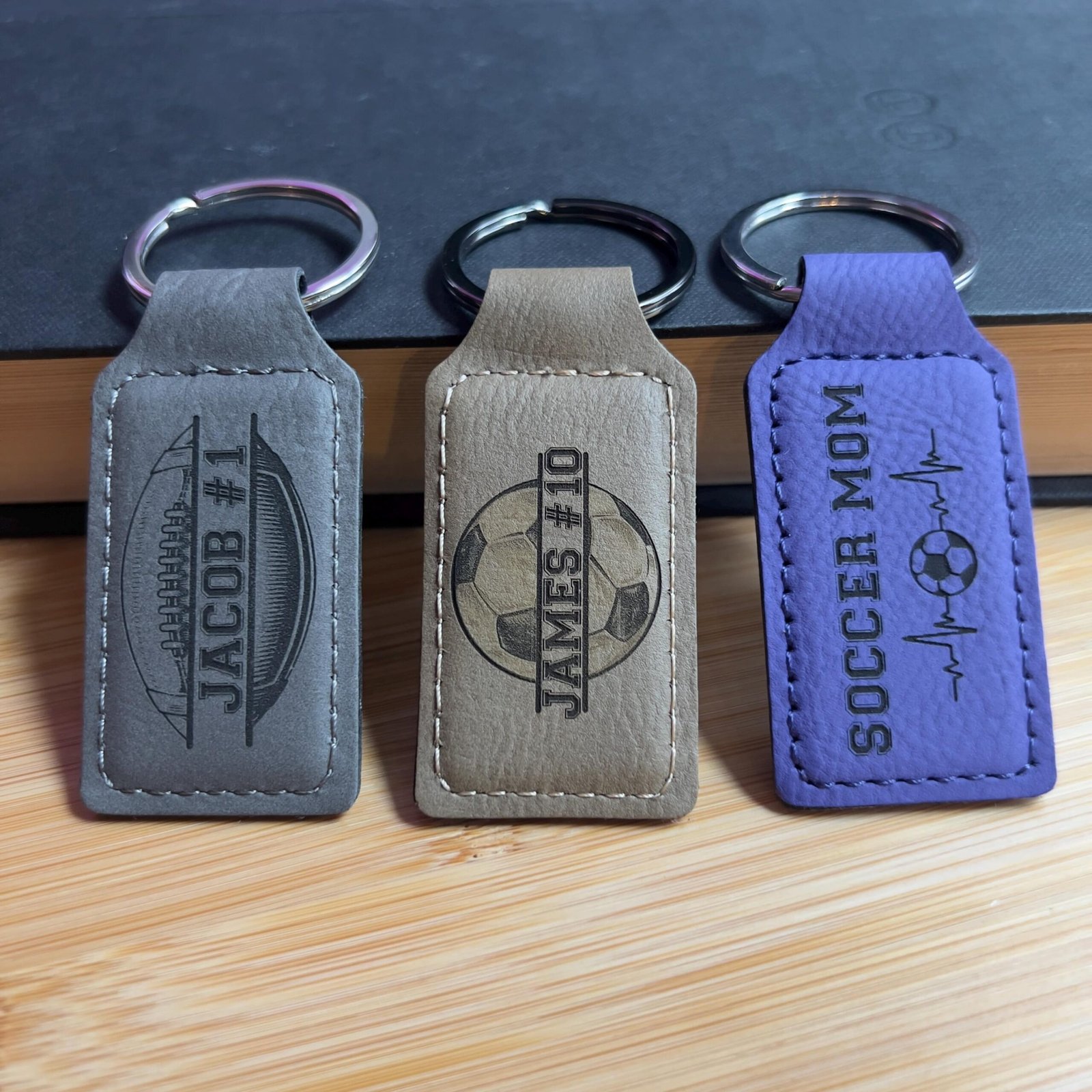 Personalized Vegan Leather Keychain: Custom Engraved Gift - Image 4