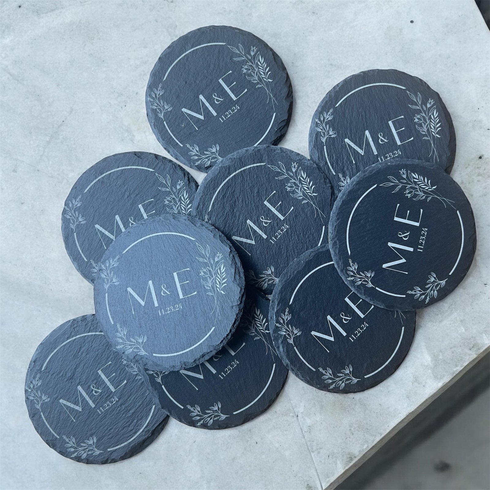 Personalized Slate Coasters for the Perfect Wedding Gift or Housewarming Present - Image 2