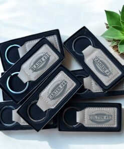 Personalized Vegan Leather Keychain: Custom Engraved Gift