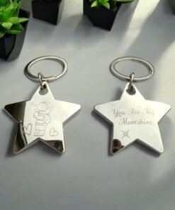 Personalized Keychain Stainless Steel Silver - Customizable Engraved Key Holder