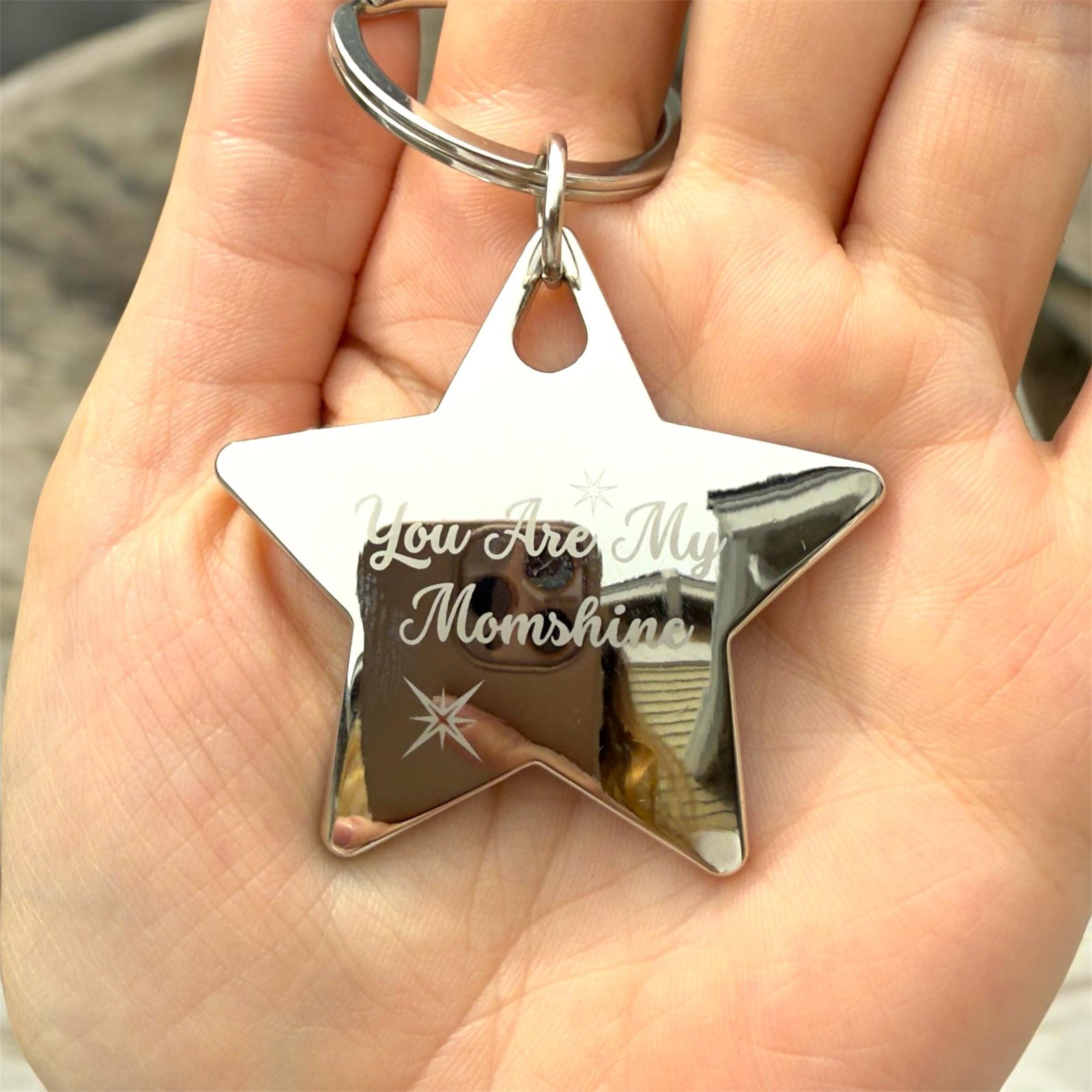 Personalized Keychain Stainless Steel Silver - Customizable Engraved Key Holder - Image 3