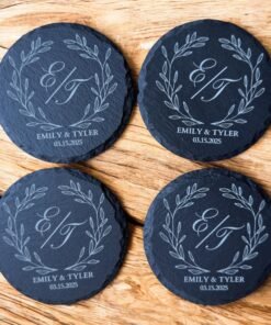 Engraved Slate Coasters: Personalized Wedding Favors