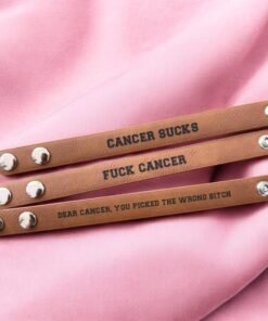 Alternative view of Fuck Cancer Leatherette Bracelet, Engraved Support Gift