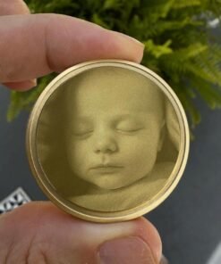 Alternative view of Custom Engraved Brass Memorial Coin, Personalized Photo Token
